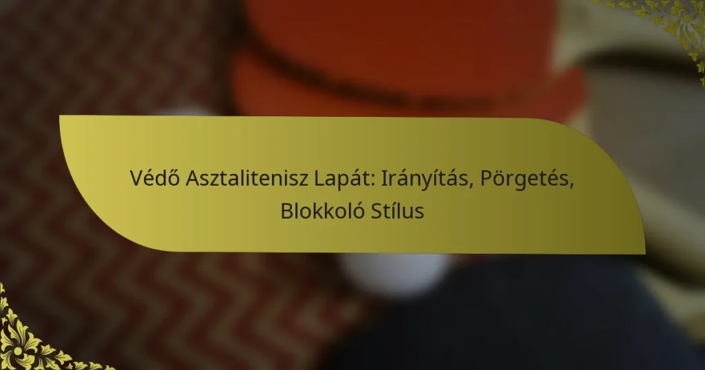 Védő Asztalitenisz Lapát: Irányítás, Pörgetés, Blokkoló Stílus