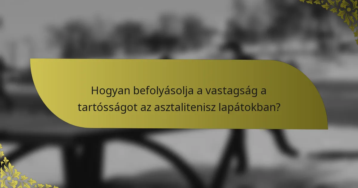Hogyan befolyásolja a vastagság a tartósságot az asztalitenisz lapátokban?