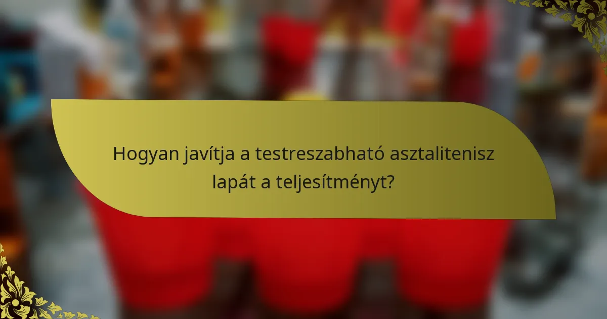 Hogyan javítja a testreszabható asztalitenisz lapát a teljesítményt?