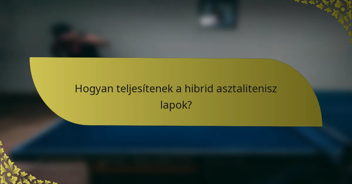 Hogyan teljesítenek a hibrid asztalitenisz lapok?