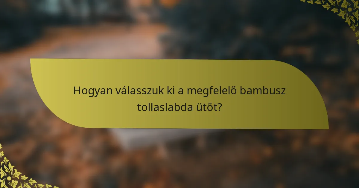 Hogyan válasszuk ki a megfelelő bambusz tollaslabda ütőt?