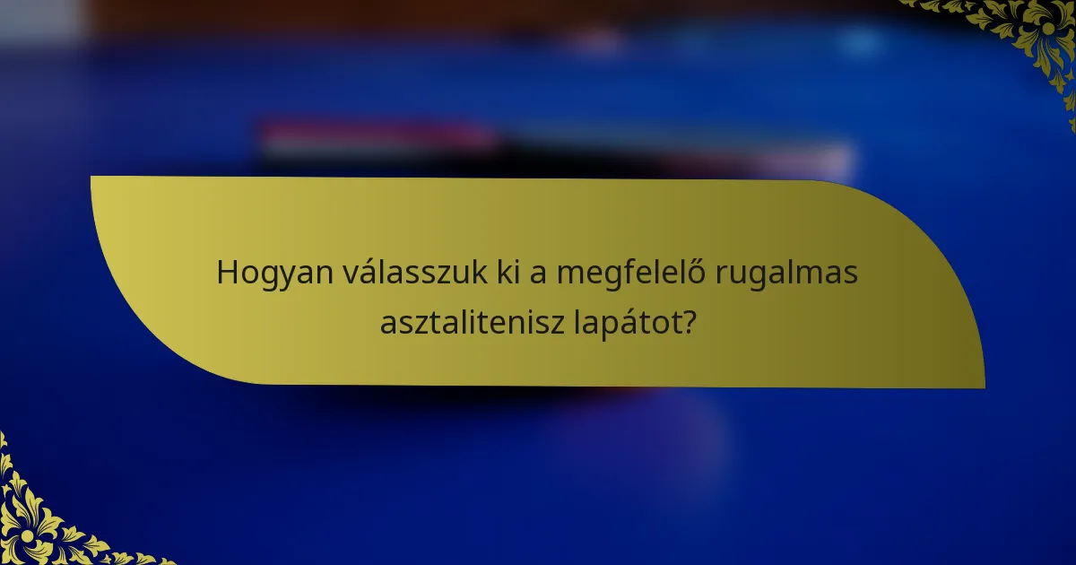 Hogyan válasszuk ki a megfelelő rugalmas asztalitenisz lapátot?