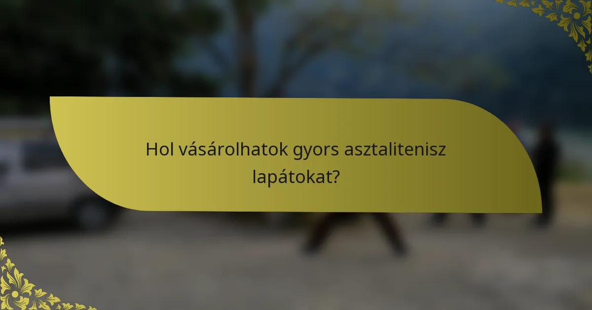 Hol vásárolhatok gyors asztalitenisz lapátokat?