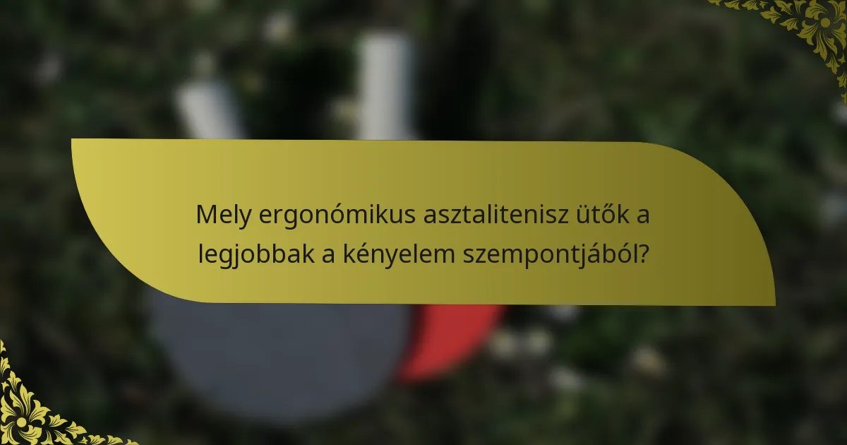Mely ergonómikus asztalitenisz ütők a legjobbak a kényelem szempontjából?