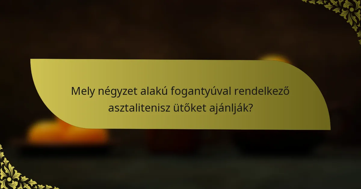 Mely négyzet alakú fogantyúval rendelkező asztalitenisz ütőket ajánlják?