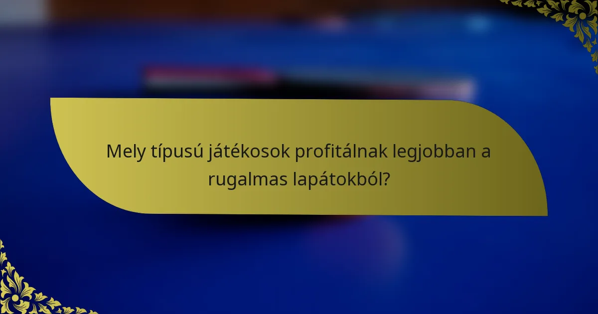 Mely típusú játékosok profitálnak legjobban a rugalmas lapátokból?