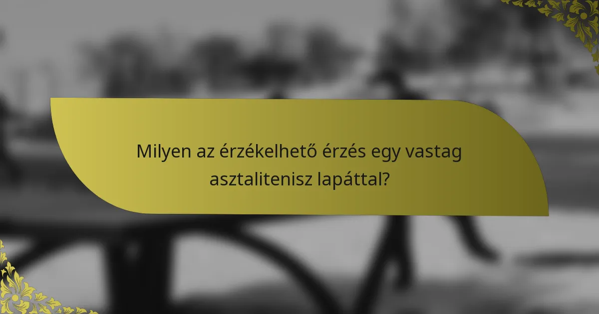 Milyen az érzékelhető érzés egy vastag asztalitenisz lapáttal?