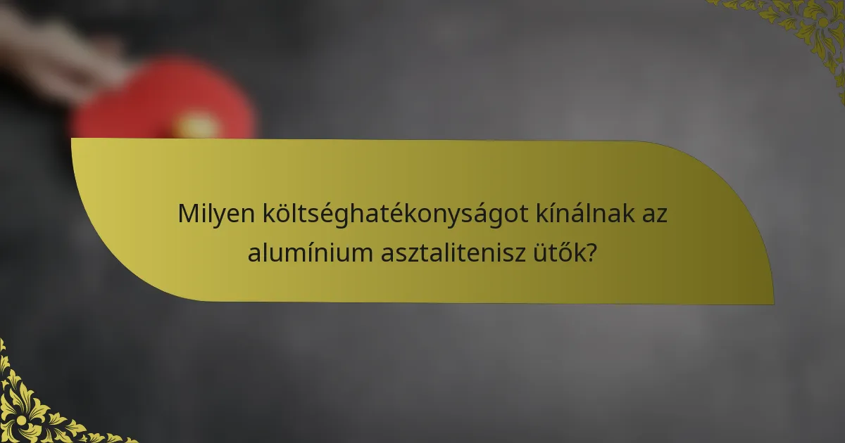 Milyen költséghatékonyságot kínálnak az alumínium asztalitenisz ütők?