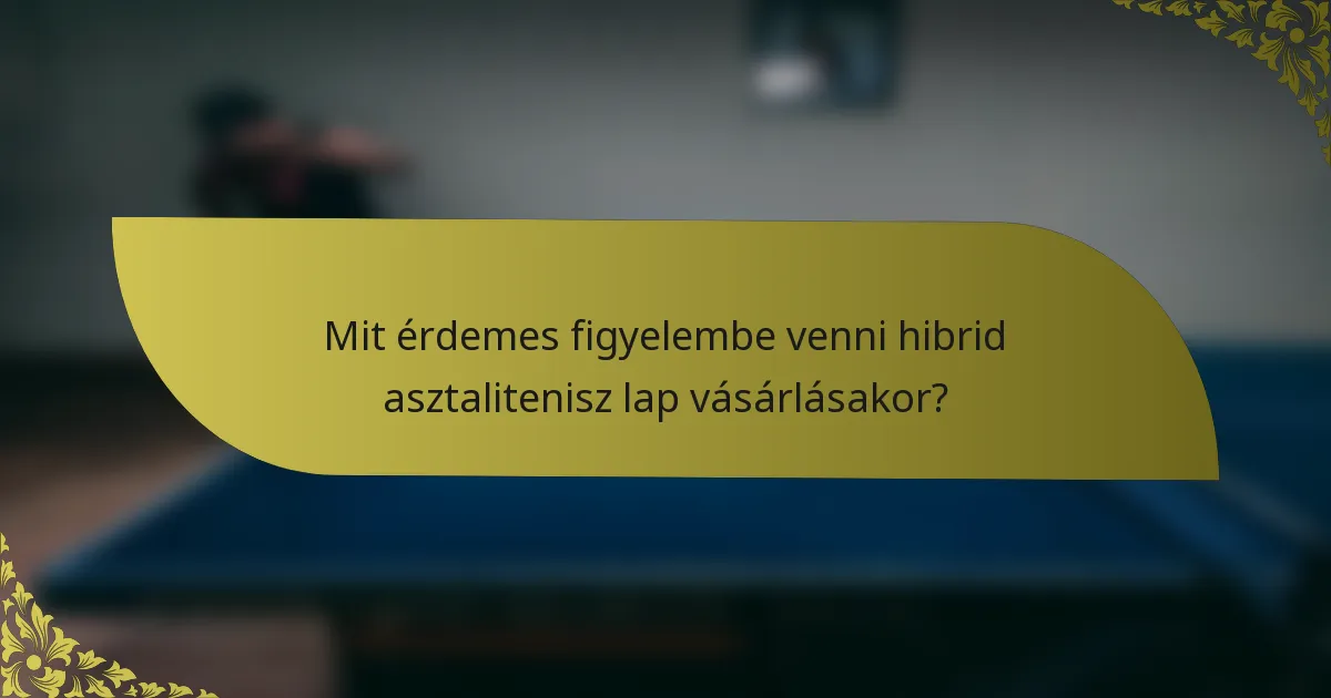 Mit érdemes figyelembe venni hibrid asztalitenisz lap vásárlásakor?